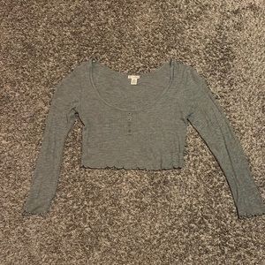 Bozzolo Grey Long Sleeve Crop Top